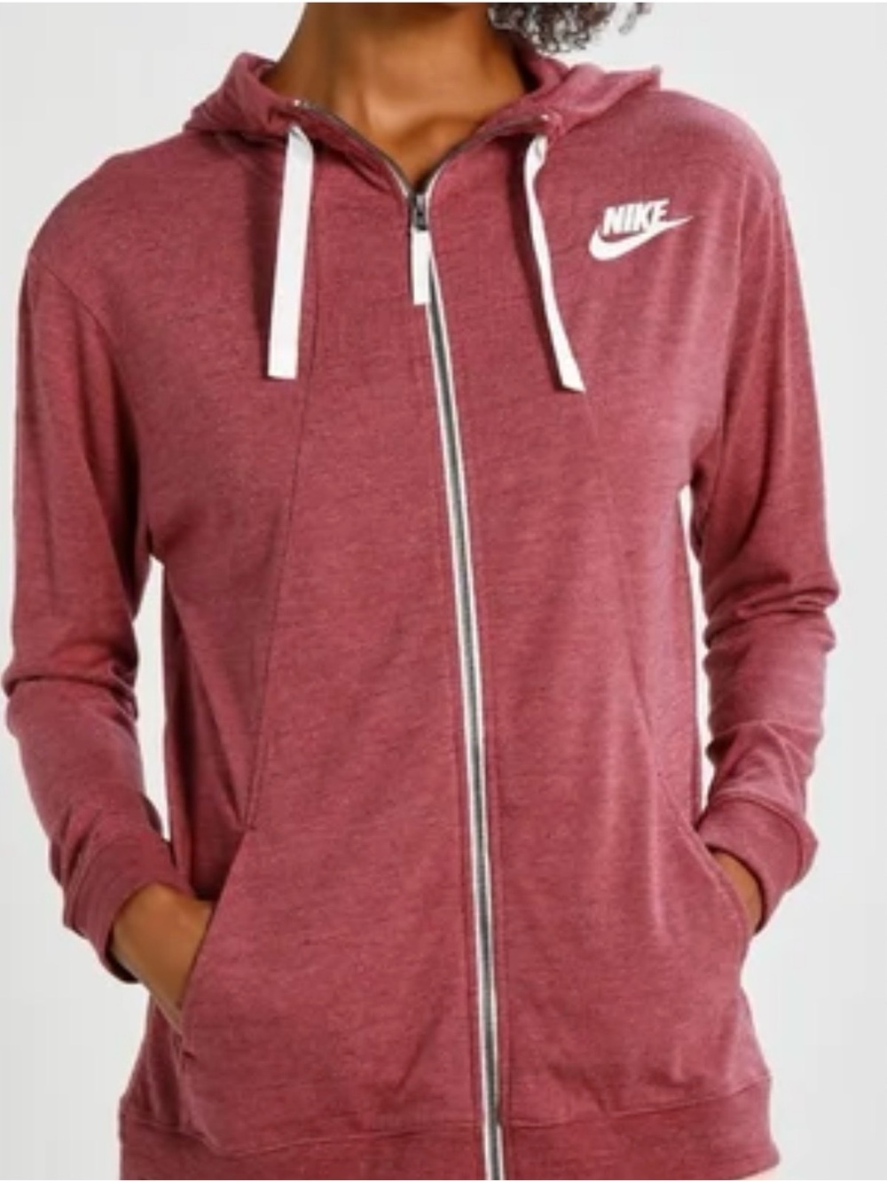 Nike Burgundy Full-Zip Hoodie with White Swoosh